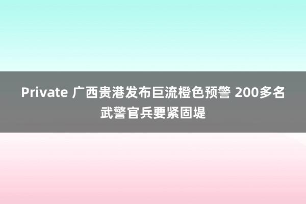 Private 广西贵港发布巨流橙色预警 200多名武警官兵要紧固堤