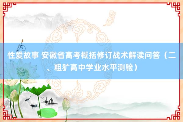 性爱故事 安徽省高考概括修订战术解读问答（二、粗犷高中学业水平测验）